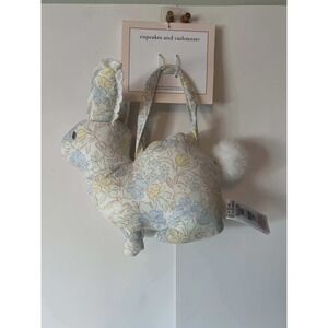 Cupcakes and Cashmere Floral Bunny Easter Plush Bag Blue Yellow NWT